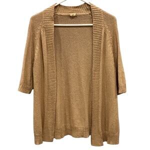 JCrew Womens Cotton Textured Chunky Knit Open Cardigan Beige M Coastal Cottage